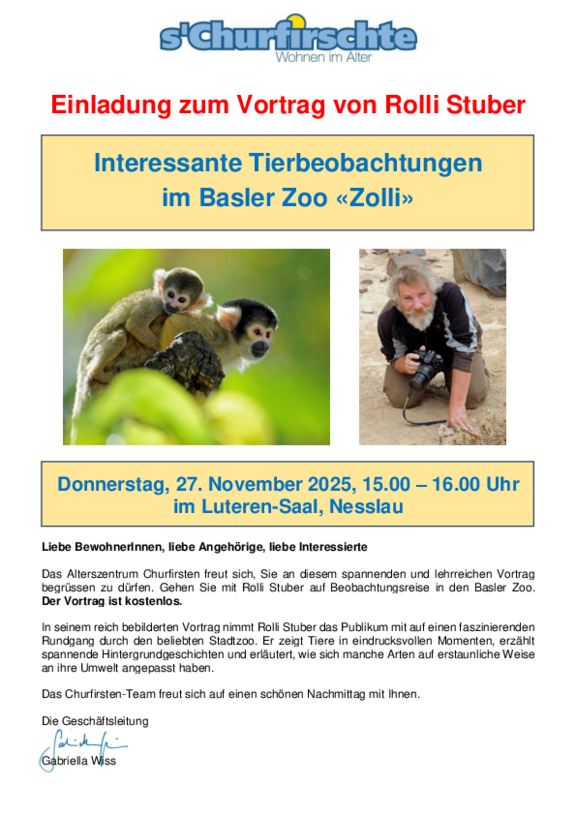 Vortrag über den Basler Zoo "Zolli"